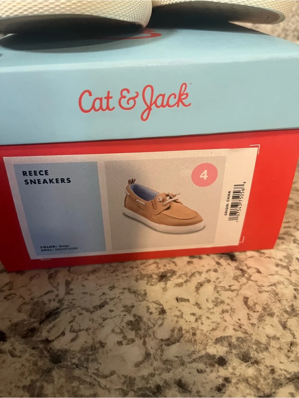 Cat & Jack boys Tan Boat Shoes with Cream Laces